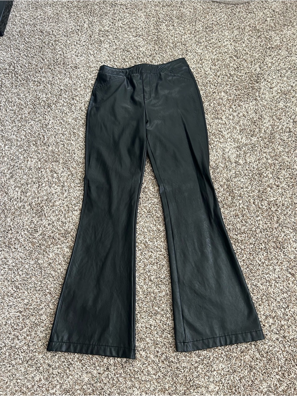 Buckle Black Faux Leather Flare Pants - Picture 4 of 8